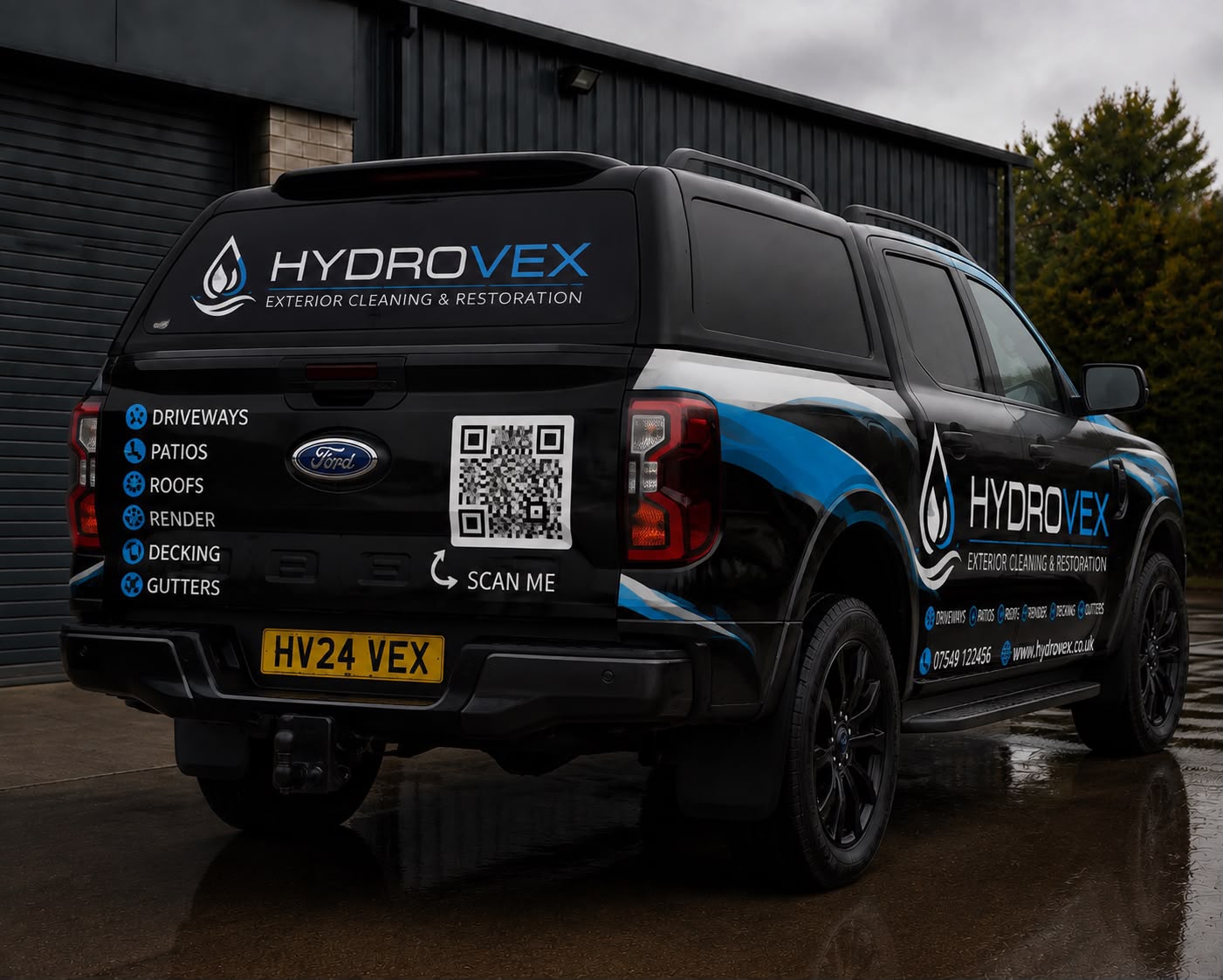 Rear view of the Hydrovex mobile cleaning vehicle